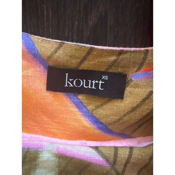 Kourt Ruffled Sleeve Rayon/Linen Blend Multi-Color Tropical Print Mini Dress - Picture 3 of 9